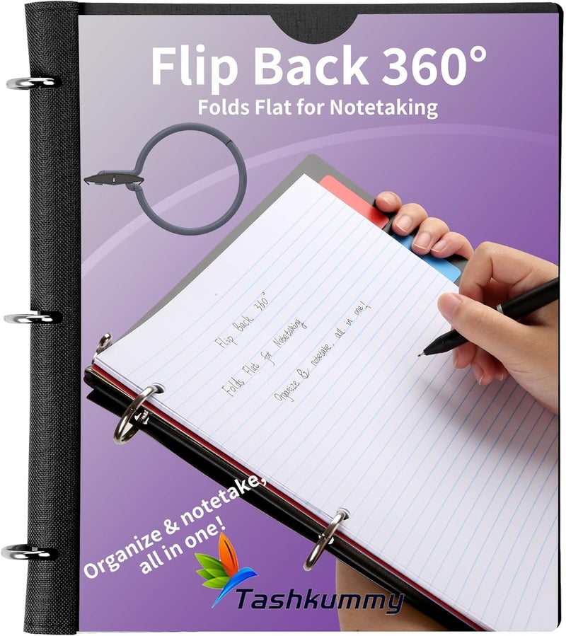 Tashkummy 360° Pivotable 3 Ring Binder, Upgraded Foldable Binders 1 inch 6 Pack, Thin Small Three Ring Binder Fits 8.5" x 11", for Home, School and Office Binders Supplies - 6 Assorted Color - Image 3